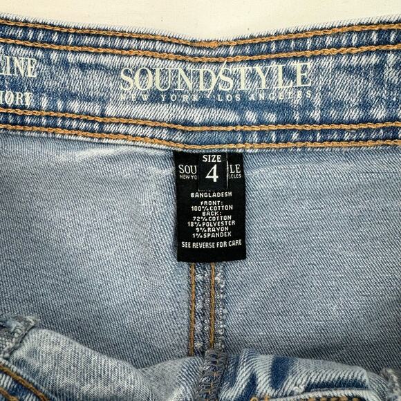 NEW Soundstyle Denim Jean Shorts Aline Mid Rise Raw Hem Cutoffs Size 4 / 26 - Picture 6 of 8